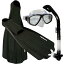 シュノーケリング マリンスポーツ Promate Snorkeling Full Foot Fins Mask Dry Snorkel Gear Set, Black, 7-9 Mens, 8-10 WMNSシュノーケリング マリンスポーツ