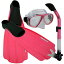 シュノーケリング マリンスポーツ Promate Snorkeling Full Foot Fins Mask Dry Snorkel Gear Set, Pink, 3-5 Mens, 4-6 WMNSシュノーケリング マリンスポーツ