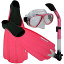 シュノーケリング マリンスポーツ Promate Snorkeling Full Foot Fins Mask Dry Snorkel Gear Set, Pi...