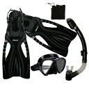 シュノーケリング マリンスポーツ Promate Snorkeling Scuba Diving Snorkel Mask Fins Gear Set, Bla...