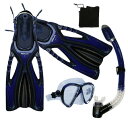 シュノーケリング マリンスポーツ Promate Snorkeling Scuba Diving Snorkel Mask Fins Gear Set, Blu...