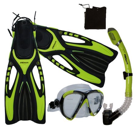 Ρ ޥ󥹥ݡ Promate Snorkeling Scuba Diving Snorkel Mask Fins Gear Set, Yellow, S/MΡ ޥ󥹥ݡ