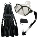 シュノーケリング マリンスポーツ Promate Snorkeling Fins Matrix Mask Dry Snorkel Set, Black, ML/...