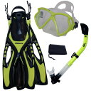 シュノーケリング マリンスポーツ Promate Snorkeling Fins Matrix Mask Dry Snorkel Set w/Mesh Bag,...