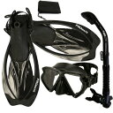 シュノーケリング マリンスポーツ Promate Snorkeling Matrix Mask Dry Snorkel Fins Mesh Bag Set, A...