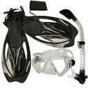 シュノーケリング マリンスポーツ Promate Snorkeling Matrix Mask Dry Snorkel Fins Mesh Bag Set, C...
