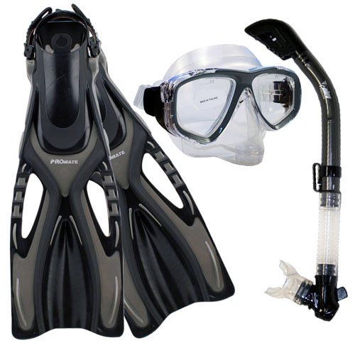 シュノーケリング マリンスポーツ Promate Snorkeling Scuba Diving Purge Mask Snorkel Fins Gear Set..