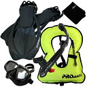 シュノーケリング マリンスポーツ Promate 759001-AB-MLXL Snorkeling Vest Mask Snorkel Fins Combo ...
