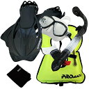 シュノーケリング マリンスポーツ Promate 759001-Bk-MLXL Snorkeling Vest Mask Snorkel Fins Combo ...