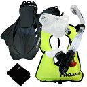 シュノーケリング マリンスポーツ Promate 759001-ClrBk-MLXL Snorkeling Vest Mask Snorkel Fins Com...