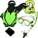 シュノーケリング マリンスポーツ Promate 759001-Green-SM Snorkeling Vest Mask Snorkel Fins Combo...