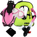 シュノーケリング マリンスポーツ Promate 759001-Pink-SM Snorkeling Vest Mask Snorkel Fins Combo ...