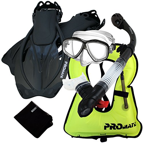 シュノーケリング マリンスポーツ 859001-Bk-MLXL, Snorkeling Vest Purge Mask Dry Snorkel Fins Mesh Bag Setシュノーケリング マリンスポーツ 1