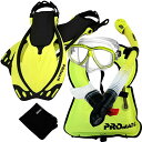 シュノーケリング マリンスポーツ 859001-Yel-MLXL, Snorkeling Vest Purge Mask Dry Snorkel Fins Mesh Bag Setシュノーケリング マリンスポーツ