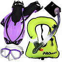 シュノーケリング マリンスポーツ 859001-t.Pur-MLXL, Snorkeling Vest Purge Mask Dry Snorkel Fins Mesh Bag Setシュノーケリング マリンスポーツ