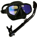 シュノーケリング マリンスポーツ Promate Snorkeling Scuba Dive Mask w/Color Correction Lens Dry Snorkel Set, Ti/Bk, YellowLensシュノーケリング マリンスポーツ