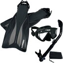 シュノーケリング マリンスポーツ PROMATE Deluxe Snorkeling Panoramic Mask Dry Snorkel Scuba Dive Fins Set, AllBlack, S/Mシュノーケリング マリンスポーツ 1