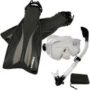 シュノーケリング マリンスポーツ PROMATE Deluxe Snorkeling Panoramic Mask Dry Snorkel Scuba Dive Fins Set, ClrWBk, S/Mシュノーケリング マリンスポーツ