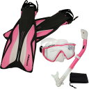 シュノーケリング マリンスポーツ PROMATE Deluxe Snorkeling Panoramic Mask Dry Snorkel Scuba Dive Fins Set, Pink, ML/XLシュノーケリング マリンスポーツ