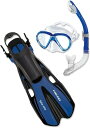 シュノーケリング マリンスポーツ HEAD by Mares Adult Marlin Mask, Snorkel and Fin Set (Blue, Lar...