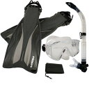 シュノーケリング マリンスポーツ Promate Side-View Mask Semi-Dry Snorkel Snorkeling Fins, ClrWBk...