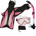 シュノーケリング マリンスポーツ Promate Side-View Mask Semi-Dry Snorkel Snorkeling Fins, PkWht,...