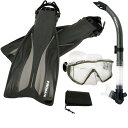 シュノーケリング マリンスポーツ Promate Side-View Mask Semi-Dry Snorkel Snorkeling Fins, Titani...