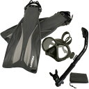 Vm[PO }X|[c Promate Deluxe Snorkeling Gear Scuba Diving Fins Mask Dry Snorkel Set, AllBlack, MLXLVm[PO }X|[c