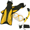 シュノーケリング マリンスポーツ Promate Deluxe Snorkeling Gear Scuba Diving Fins Mask Dry Snorkel Set, Goldenrod, SMシュノーケリング マリンスポーツ