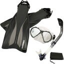 シュノーケリング マリンスポーツ Promate Deluxe Snorkeling Gear Scuba Diving Fins Mask Dry Snorkel Set, Titanium, MLXLシュノーケリング マリンスポーツ