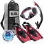 Ρ ޥ󥹥ݡ UP-3521QB-MDR-M TUSA Sport Adult Black Series Visio Tri-Ex Mask, Dry Snorkel, and Fins Travel Set, Black/Metallic Red, MediumΡ ޥ󥹥ݡ UP-3521QB-MDR-M