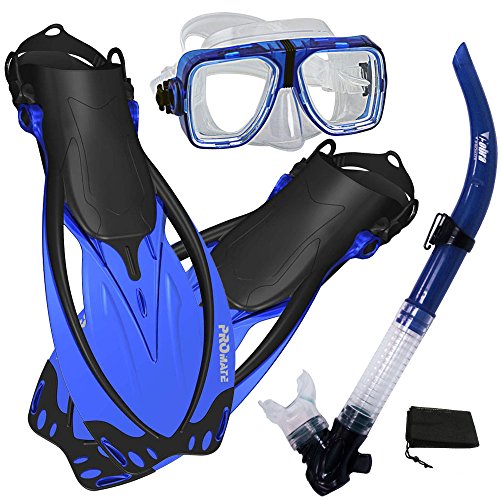 シュノーケリング マリンスポーツ Promate Snorkeling Scuba Dive Snorkel Mask Fins Gear Set, Blue, S/Mシュノーケリング マリンスポーツ