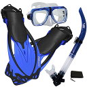 シュノーケリング マリンスポーツ Promate Snorkeling Scuba Dive Snorkel Mask Fins Gear Set, Blue,...