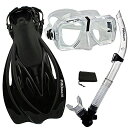 シュノーケリング マリンスポーツ PROMATE Snorkeling Scuba Dive Snorkel Mask Fins Gear Set, ClrBk...