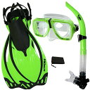 シュノーケリング マリンスポーツ PROMATE Snorkeling Scuba Dive Snorkel Mask Fins Gear Set, Green...