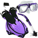 シュノーケリング マリンスポーツ PROMATE Snorkeling Scuba Dive Snorkel Mask Fins Gear Set, Purpl...