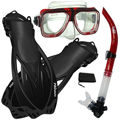 Ρ ޥ󥹥ݡ PROMATE Snorkeling Scuba Dive Snorkel Mask Fins Gear Set, RedBk, ML/XLΡ ޥ󥹥ݡ