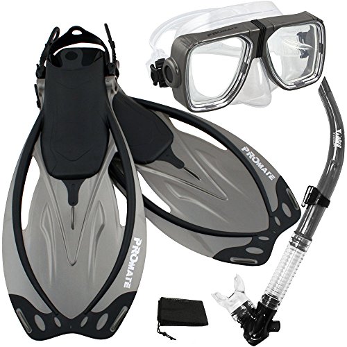 シュノーケリング マリンスポーツ PROMATE Snorkeling Scuba Dive Snorkel Mask Fins Gear Set, Titanium, ML/XLシュノーケリング マリンスポーツ