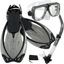 Ρ ޥ󥹥ݡ PROMATE Snorkeling Scuba Dive Snorkel Mask Fins Gear Set, Titanium, ML/XLΡ ޥ󥹥ݡ