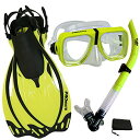 シュノーケリング マリンスポーツ PROMATE Snorkeling Scuba Dive Snorkel Mask Fins Gear Set, n.Yel...