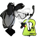 シュノーケリング マリンスポーツ 999001-Ti, MLXL, Snorkeling Vest Scuba Dive Panoramic Purge Mask Dry Snorkel Fins Gear Setシュノーケリング マリンスポーツ