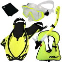 シュノーケリング マリンスポーツ 999001-Yellow-S/M, Snorkeling Vest Scuba Dive Panoramic Purge Mask Dry Snorkel Fins Gear Setシュノーケリング マリンスポーツ