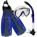 シュノーケリング マリンスポーツ PROMATE Scuba Diving Fins Snorkel Extra-Wide Scuba Mask Set, Bl...