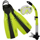 シュノーケリング マリンスポーツ PROMATE Scuba Diving Fins Snorkel Extra-Wide Scuba Mask Set, Ye...