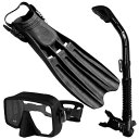 シュノーケリング マリンスポーツ Promate Scuba Diving Snorkeling Mask Snorkel Fins Gear Set, Largeシュノーケリング マリンスポーツ