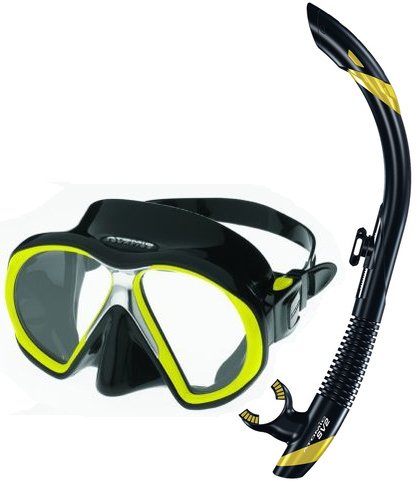 シュノーケリング マリンスポーツ Atomic Scuba Snorkeling Mask Snorkel Set, Black Yellowシュノーケリング マリンスポーツ