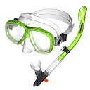 シュノーケリング マリンスポーツ Promate 7590, Green, Snorkeling Scuba Dive Dry Snorkel Mask Gea...