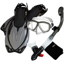 シュノーケリング マリンスポーツ Promate 285890-Titanium-SM, Snorkel Set Mask Snorkeling Fins Me...