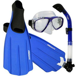 シュノーケリング マリンスポーツ Promate Snorkeling Full Foot Fins Mask Dry Snorkel Gear Set, Blue, 5-7 Mens, 6-8 WMNSシュノーケリング マリンスポーツ