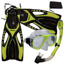 シュノーケリング マリンスポーツ Promate Snorkeling Scuba Diving Mask Snorkel Fins Gear Set w/Mesh Bag, Yellow, ML/XL(9-13)シュノーケリング マリンスポーツ